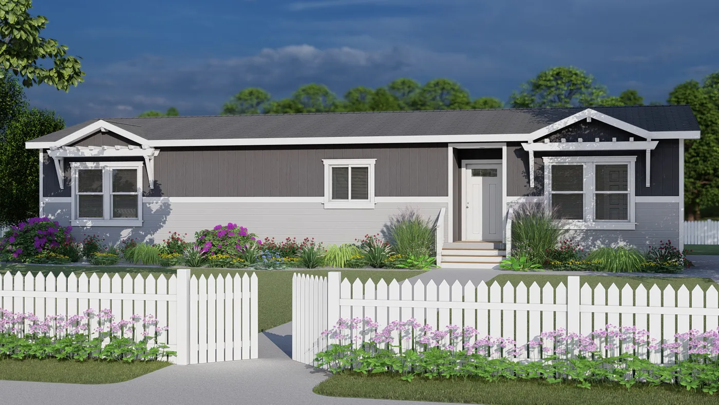 The CORONADO 24563C Trellis Exterior. This Manufactured Mobile Home features 3 bedrooms and 2 baths.
