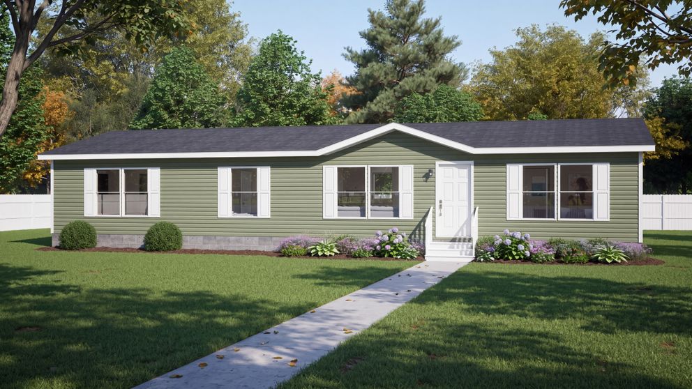 The THE MOUNTAINEER 60 Exterior. This Manufactured Mobile Home features 3 bedrooms and 2 baths.