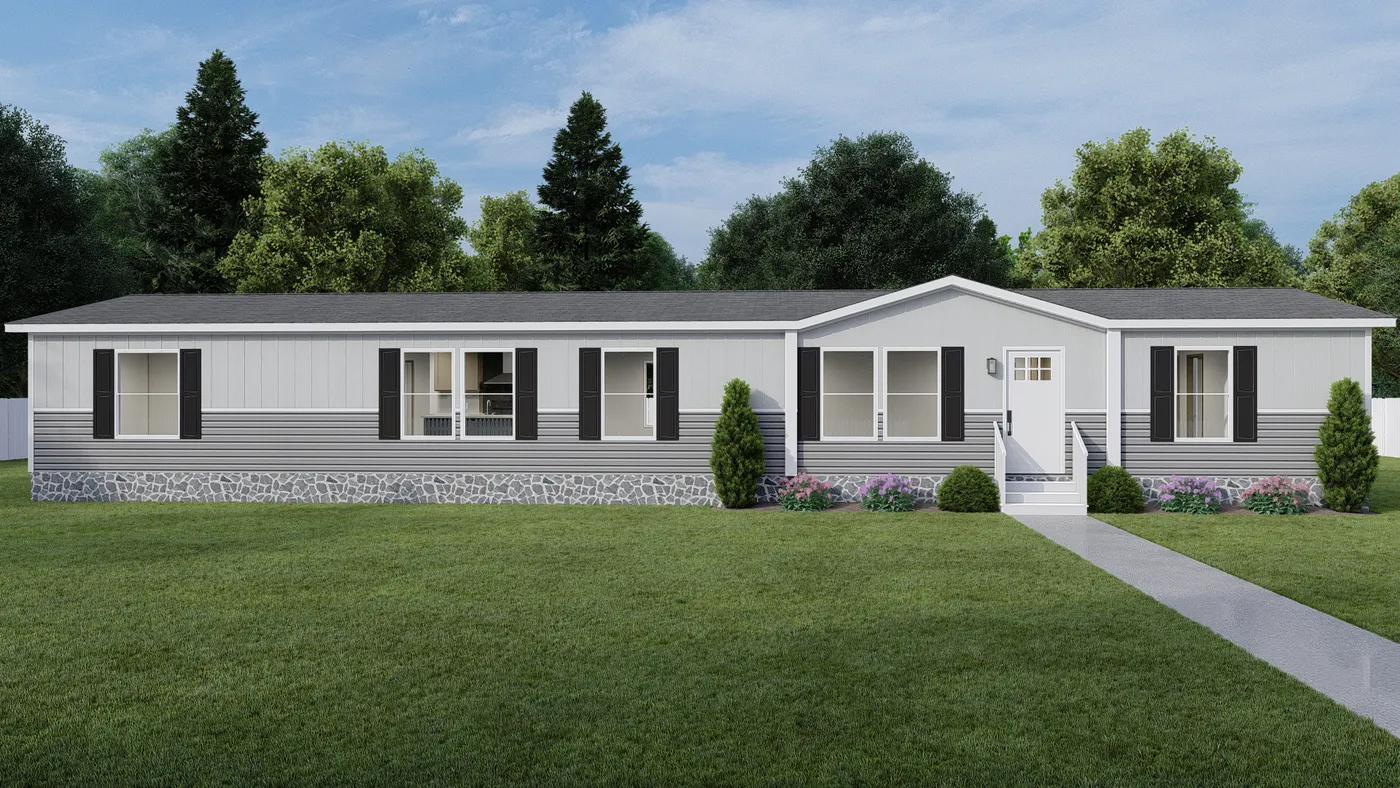 The RAINIER Exterior. This Manufactured Mobile Home features 4 bedrooms and 3 baths.