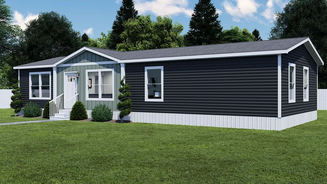 The PURPLE RAIN Exterior. This Manufactured Mobile Home features 3 bedrooms and 2 baths.