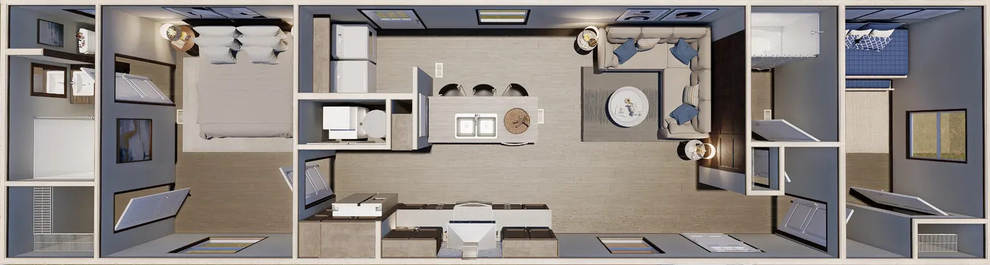 The LEWIS Exterior. This Manufactured Mobile Home features 2 bedrooms and 2 baths.