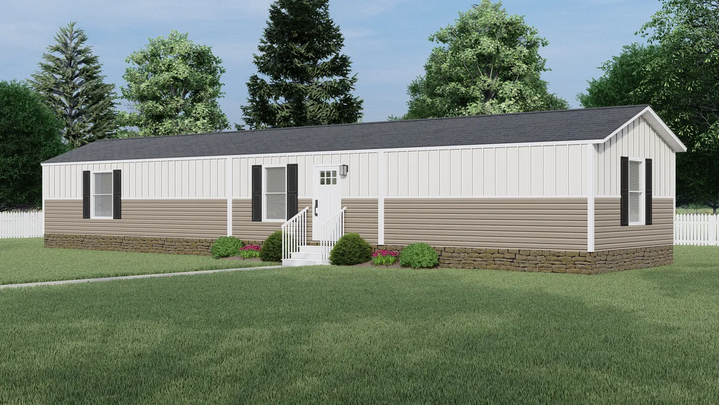 The CLARK 7016-1066 Exterior. This Manufactured Mobile Home features 3 bedrooms and 2 baths.