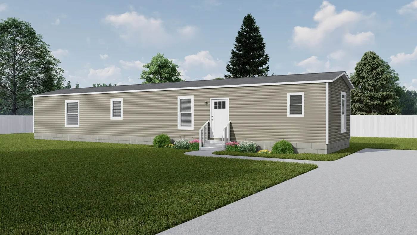 The ANNIVERSARY 16682F Exterior. This Manufactured Mobile Home features 2 bedrooms and 2 baths.