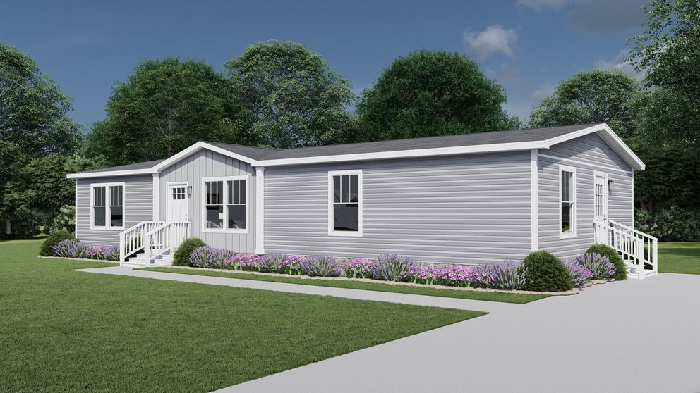 The LOVELY DAY Exterior. This Manufactured Mobile Home features 4 bedrooms and 2 baths.