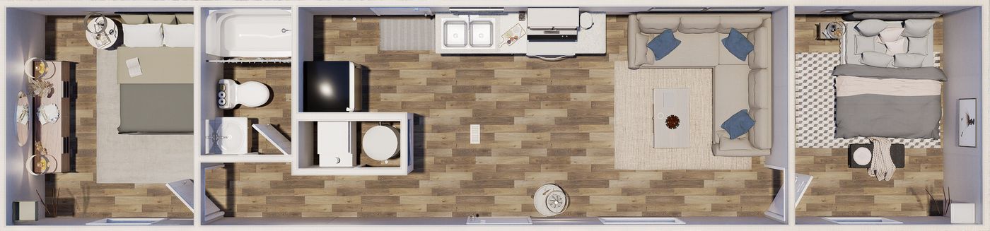 The TULIP Exterior. This Manufactured Mobile Home features 2 bedrooms and 1 bath.