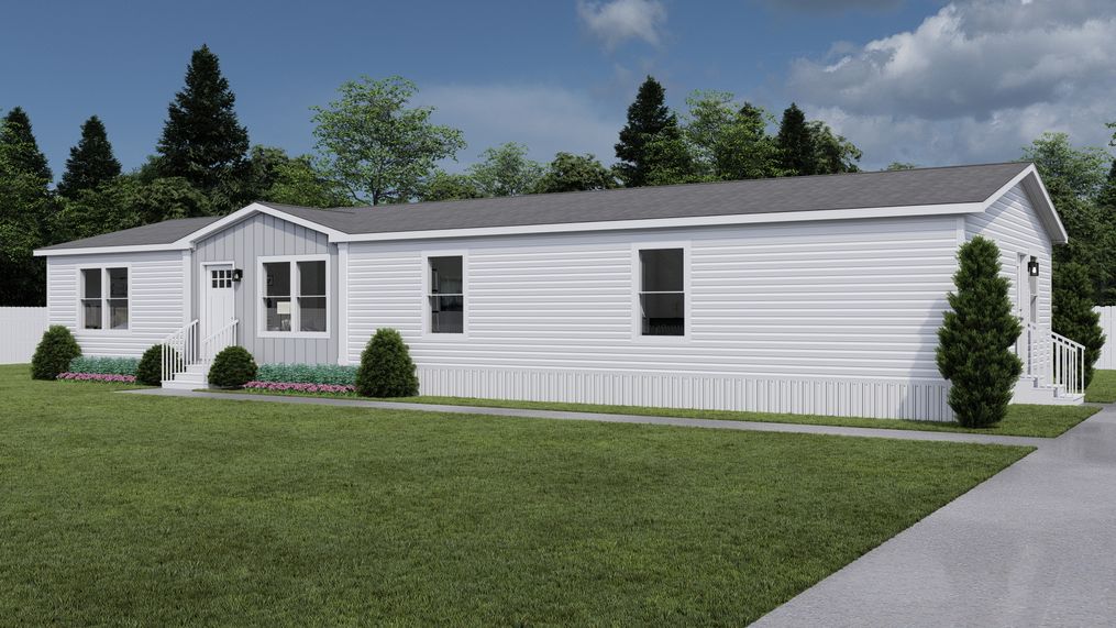 The HEY JUDE Exterior - White. This Manufactured Mobile Home features 5 bedrooms and 2 baths.