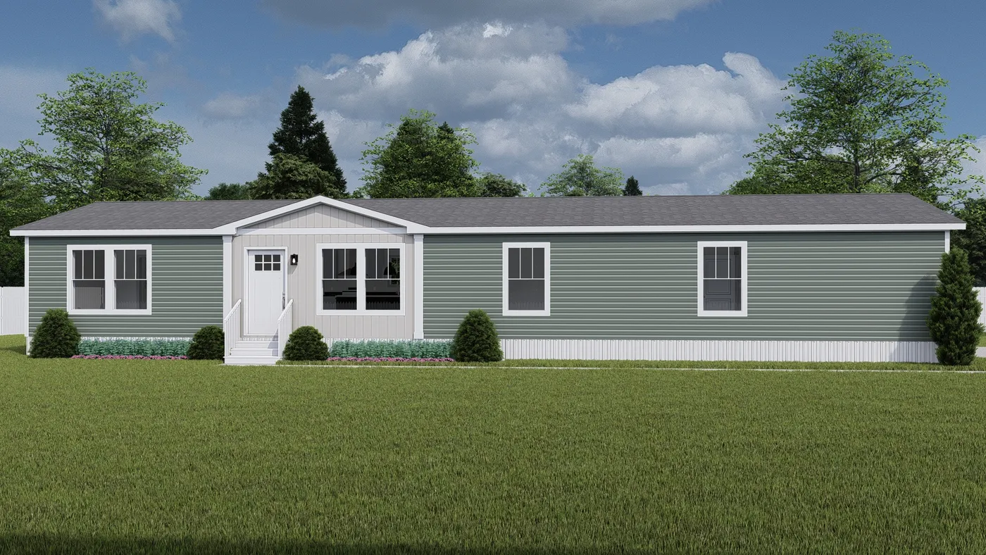 The HEY JUDE Exterior. This Manufactured Mobile Home features 4 bedrooms and 2 baths.