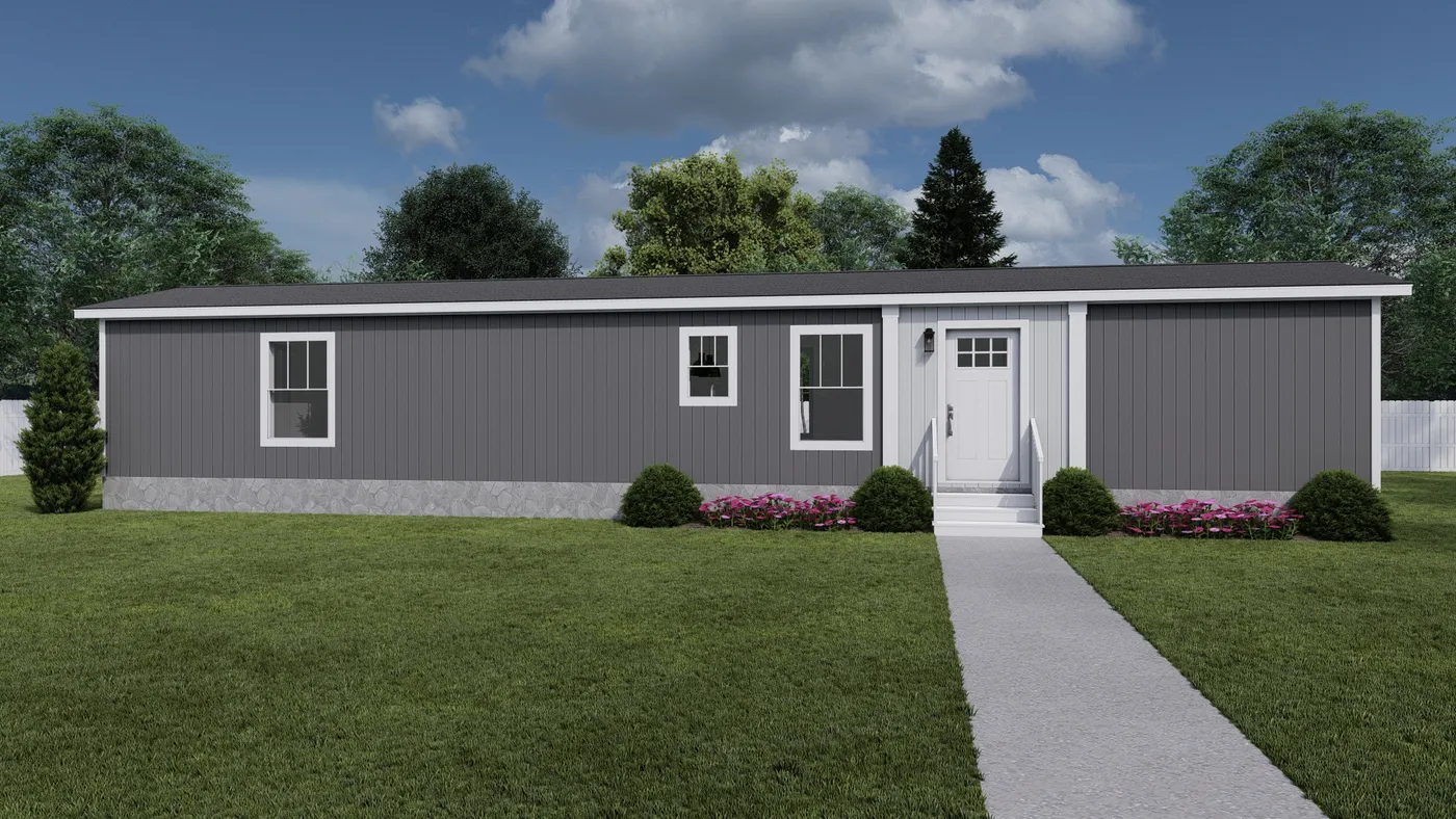 The BORN TO RUN Exterior. This Manufactured Mobile Home features 2 bedrooms and 2 baths.