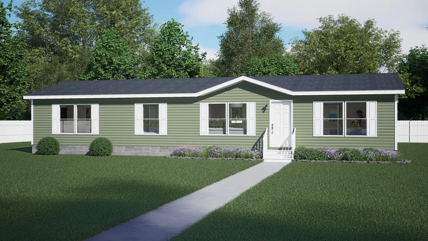 The THE MOUNTAINEER 60 Exterior. This Manufactured Mobile Home features 3 bedrooms and 2 baths.