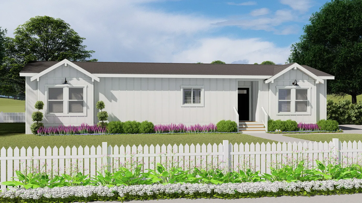 The CORONADO 24563C Farmhouse Exterior. This Manufactured Mobile Home features 3 bedrooms and 2 baths.