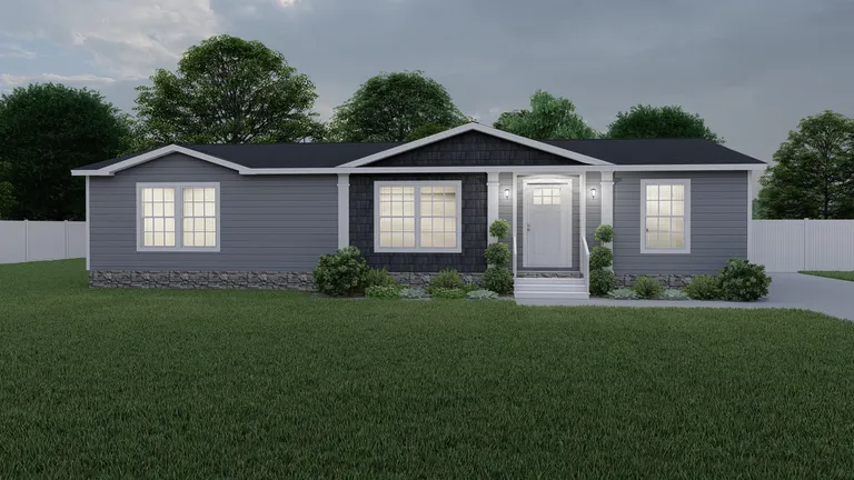 The 1447 CAROLINA Exterior. This Manufactured Mobile Home features 3 bedrooms and 2 baths.