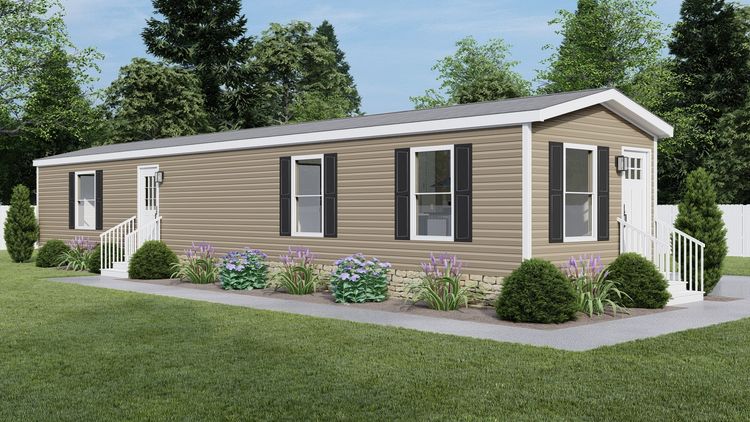 The CORTES 6414-1460 Exterior. This Manufactured Mobile Home features 2 bedrooms and 2 baths.