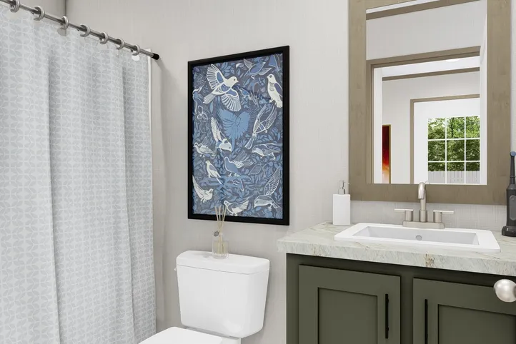 The CORTES Exterior. This Manufactured Mobile Home features 2 bedrooms and 2 baths.