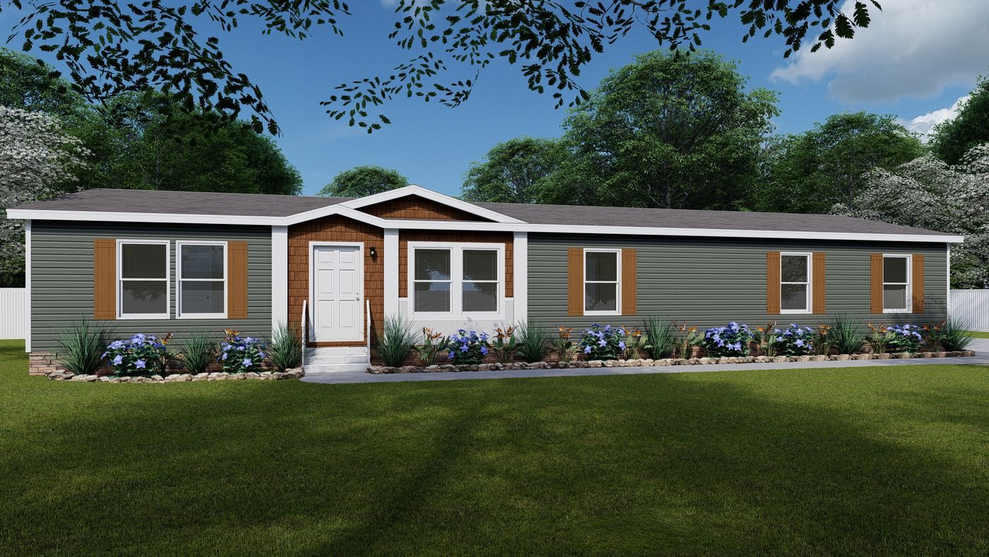 The THE LYON Exterior. This Manufactured Mobile Home features 4 bedrooms and 2 baths.