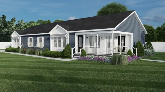 The 1443 CAROLINA 4BR COMFORT Exterior. This Manufactured Mobile Home features 4 bedrooms and 2 baths.