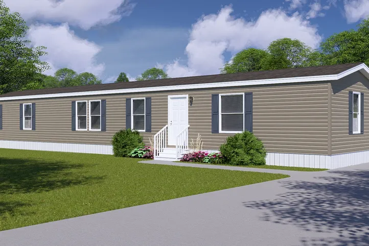 The PLATINUM ANNIVERSARY Exterior. This Manufactured Mobile Home features 3 bedrooms and 2 baths.