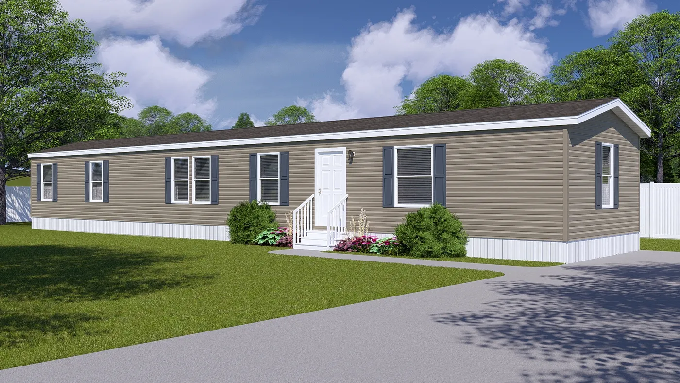 The PLATINUM ANNIVERSARY Exterior. This Manufactured Mobile Home features 3 bedrooms and 2 baths.