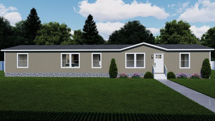 Stonehenge - Standard elevation. The RAINIER Exterior. This Manufactured Mobile Home features 4 bedrooms and 3 baths.