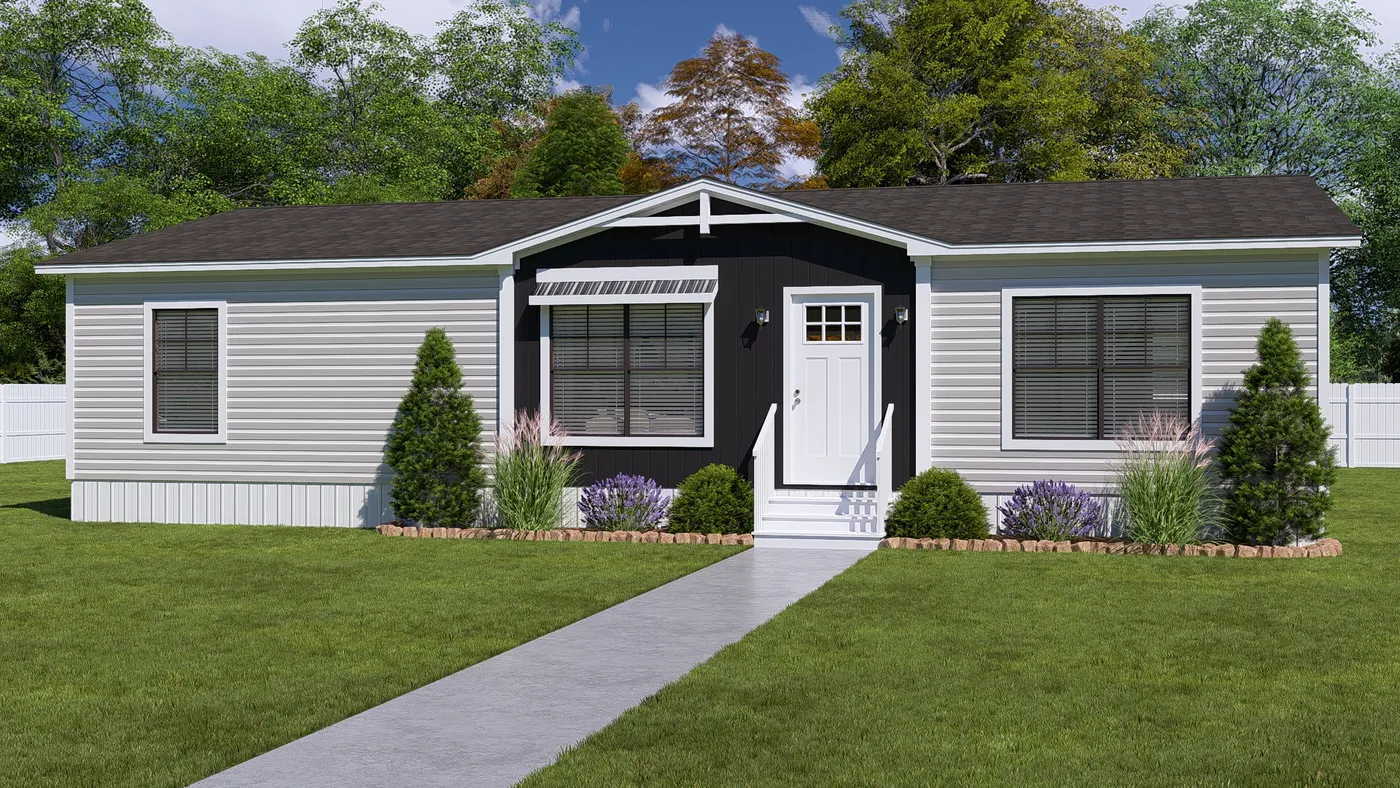 The SAWYER ELITE Exterior. This Manufactured Mobile Home features 3 bedrooms and 2 baths.