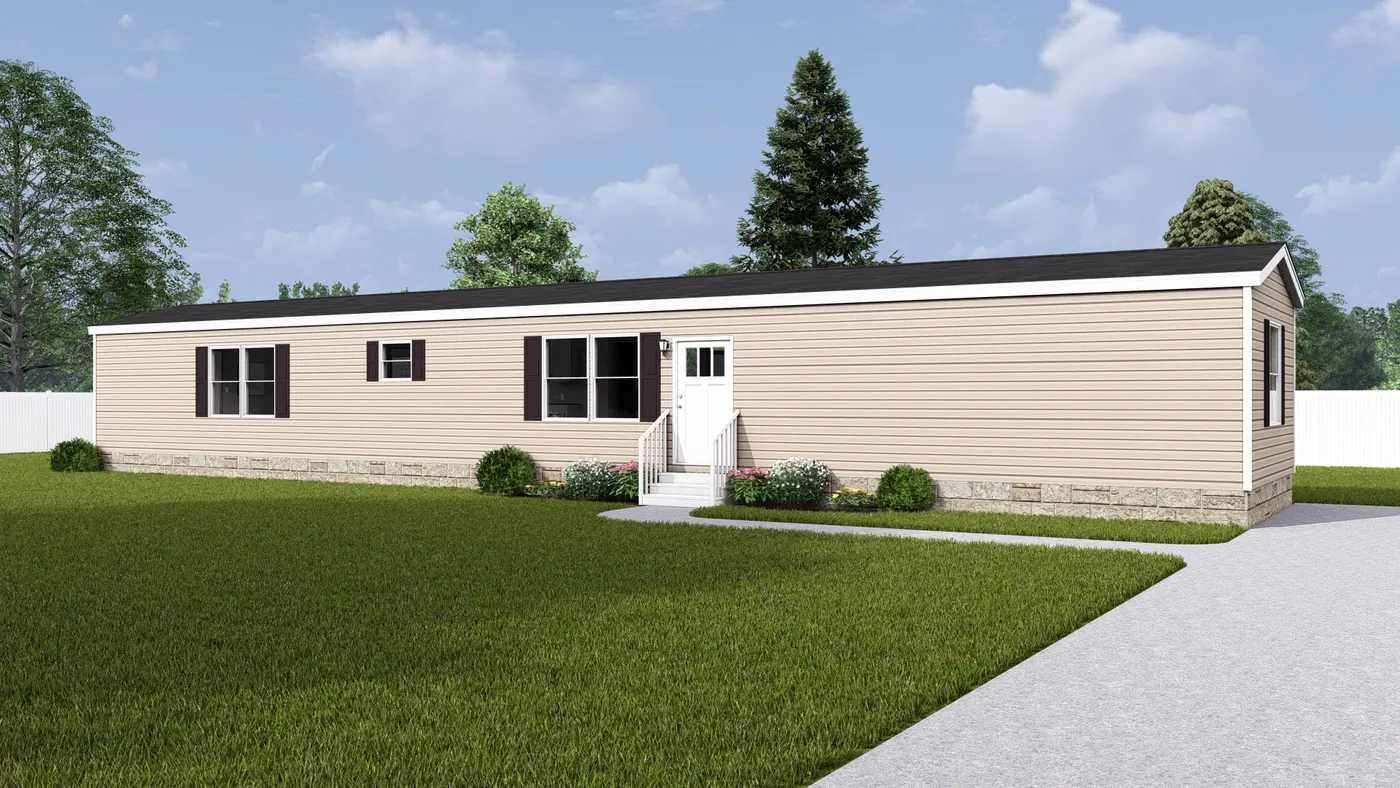 The ULTRA A-PLUS 16X76 Exterior. This Manufactured Mobile Home features 3 bedrooms and 2 baths.