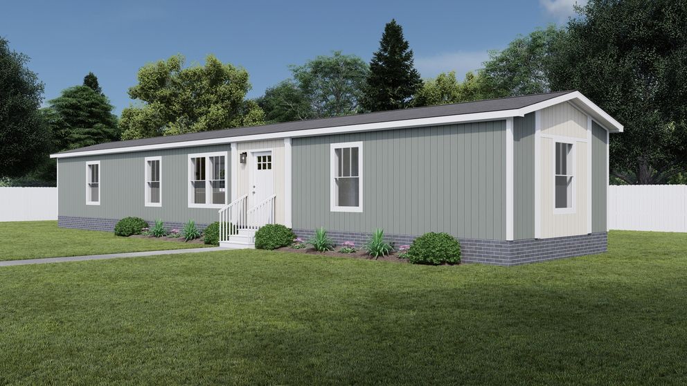 The MOVE ON UP Exterior. This Manufactured Mobile Home features 3 bedrooms and 2 baths.