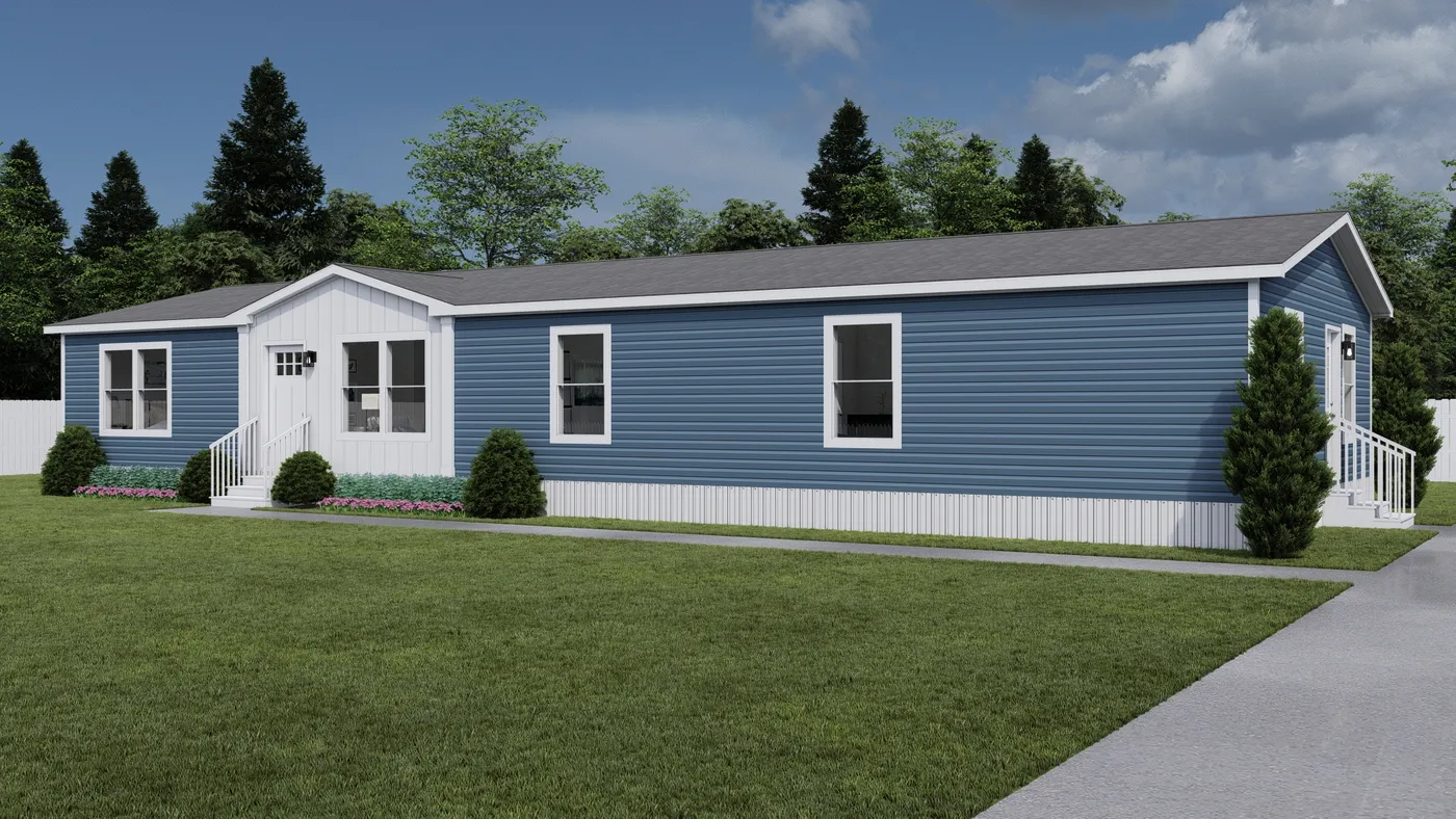 The HEY JUDE Exterior. This Manufactured Mobile Home features 4 bedrooms and 2 baths.