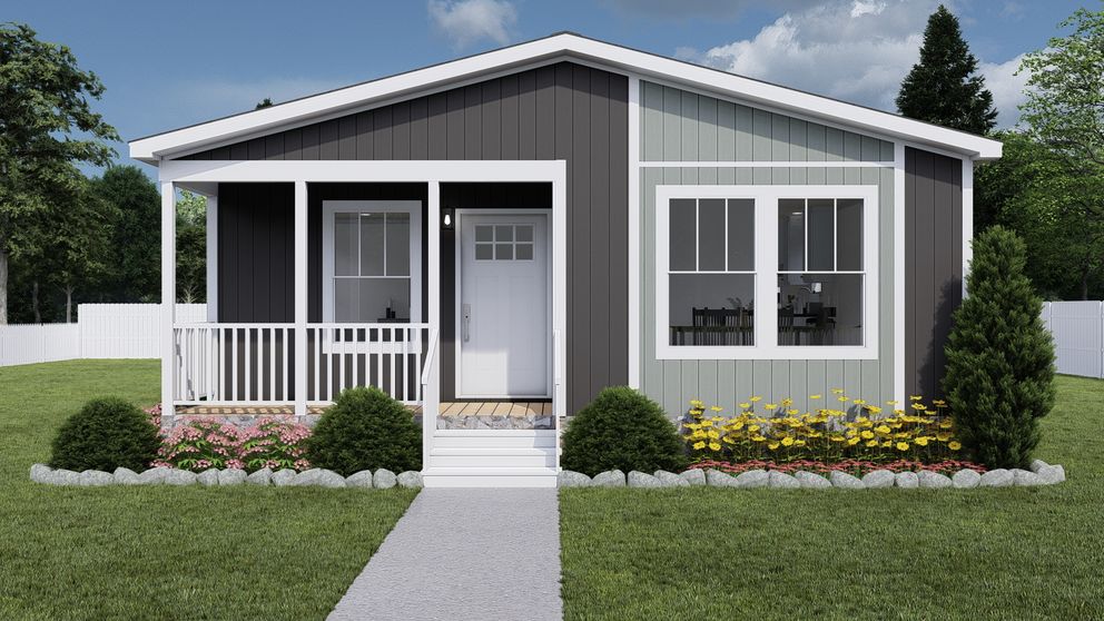 The JOHNNY B GOODE Exterior. This Manufactured Mobile Home features 3 bedrooms and 2 baths.