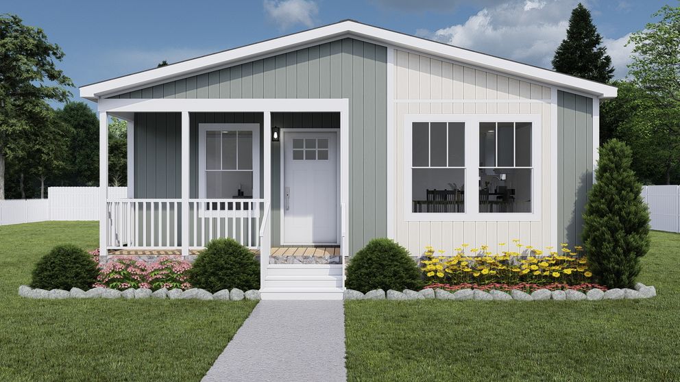 The JOHNNY B GOODE Exterior. This Manufactured Mobile Home features 3 bedrooms and 2 baths.