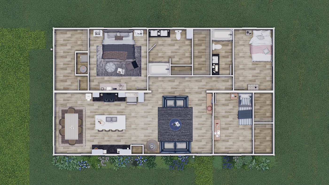 The THE FLOURISH Exterior. This Manufactured Mobile Home features 3 bedrooms and 2 baths.