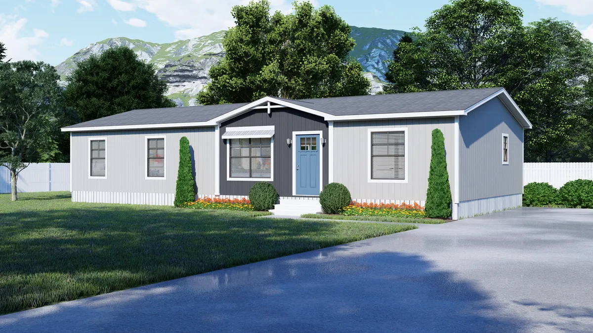 The EMILIE Exterior. This Manufactured Mobile Home features 3 bedrooms and 2 baths.