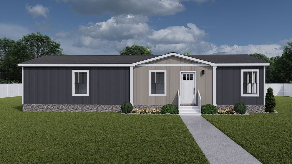 The THREE LITTLE BIRDS Exterior. This Manufactured Mobile Home features 3 bedrooms and 2 baths.