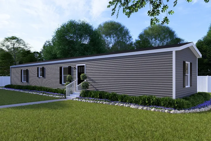 The DESIRE Exterior in Flint Vinyl. This Manufactured Mobile Home features 3 bedrooms and 2 baths.