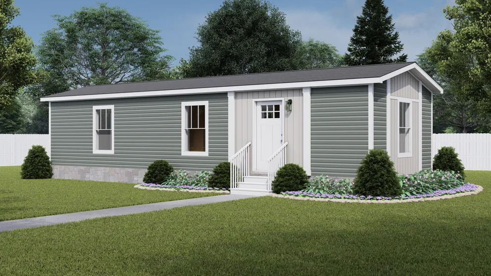 The YESTERDAY Exterior. This Manufactured Mobile Home features 1 bedroom and 1 bath.