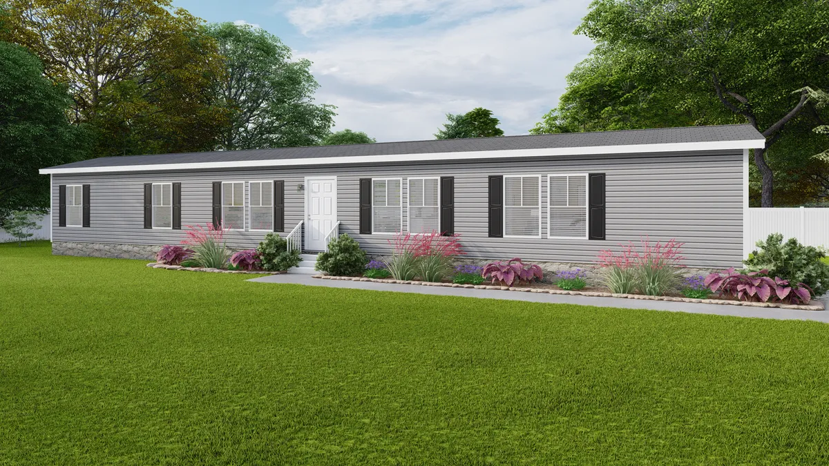 The THE DREAM Exterior. This Manufactured Mobile Home features 3 bedrooms and 2 baths.