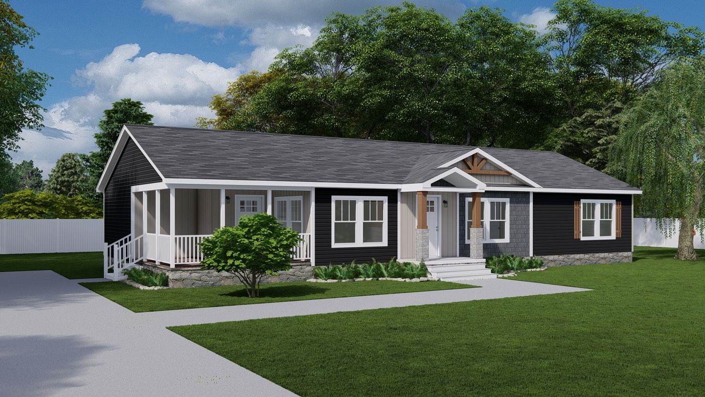 The STRATFORD PL 6630-MS062 SECT Exterior. This Manufactured Mobile Home features 3 bedrooms and 2 baths.