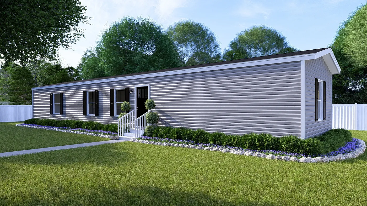 The DYNAMIC Exterior. This Manufactured Mobile Home features 3 bedrooms and 2 baths.