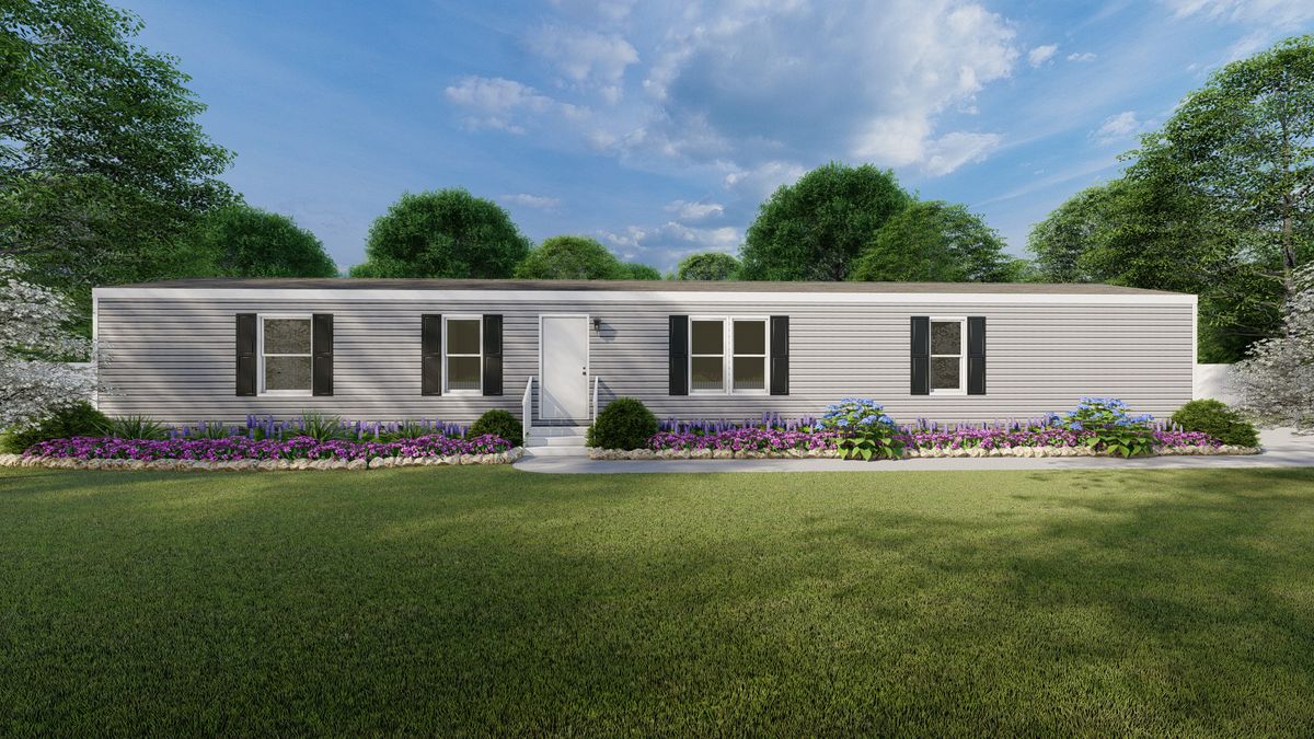 The THE BREEZE Exterior. This Manufactured Mobile Home features 3 bedrooms and 2 baths.