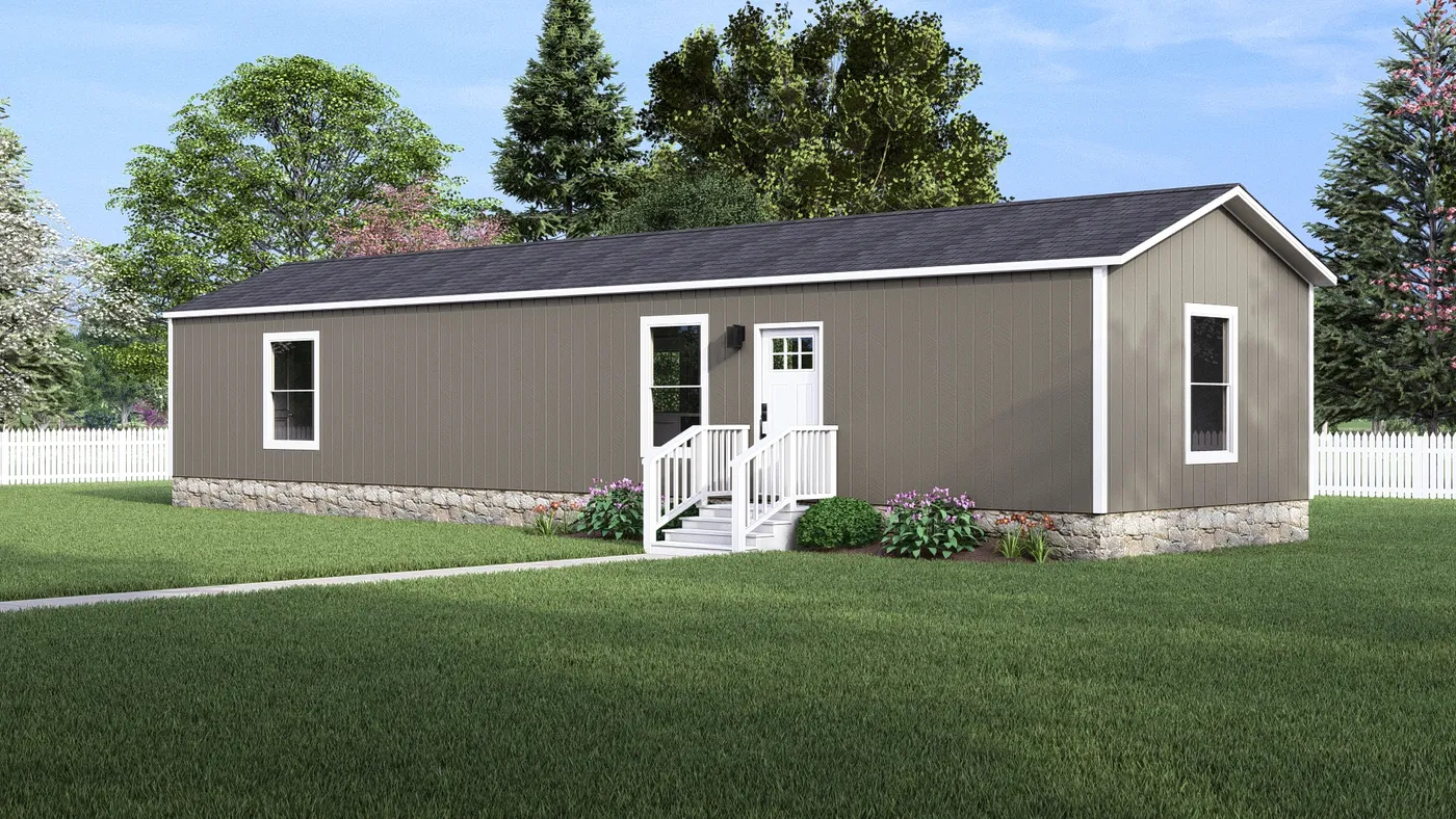 The LEWIS Exterior. This Manufactured Mobile Home features 2 bedrooms and 2 baths.
