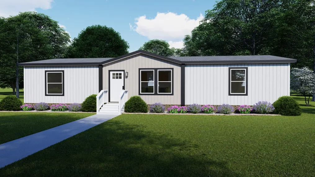 Tulle White - Colonial elevation. The RIO Exterior. This Manufactured Mobile Home features 3 bedrooms and 2 baths.