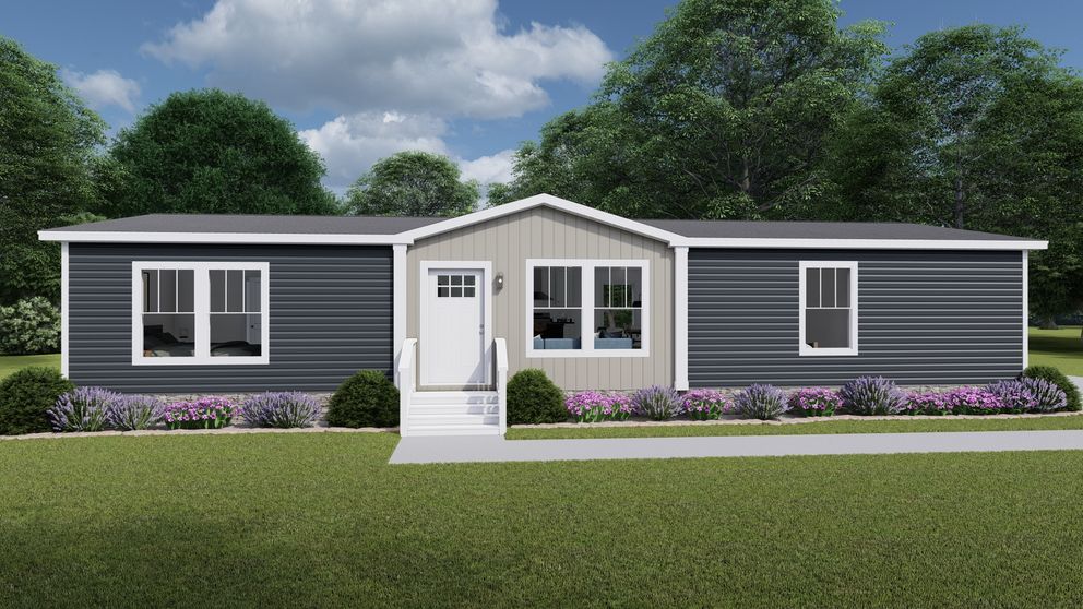 The WONDERFUL WORLD Exterior. This Manufactured Mobile Home features 3 bedrooms and 2 baths.