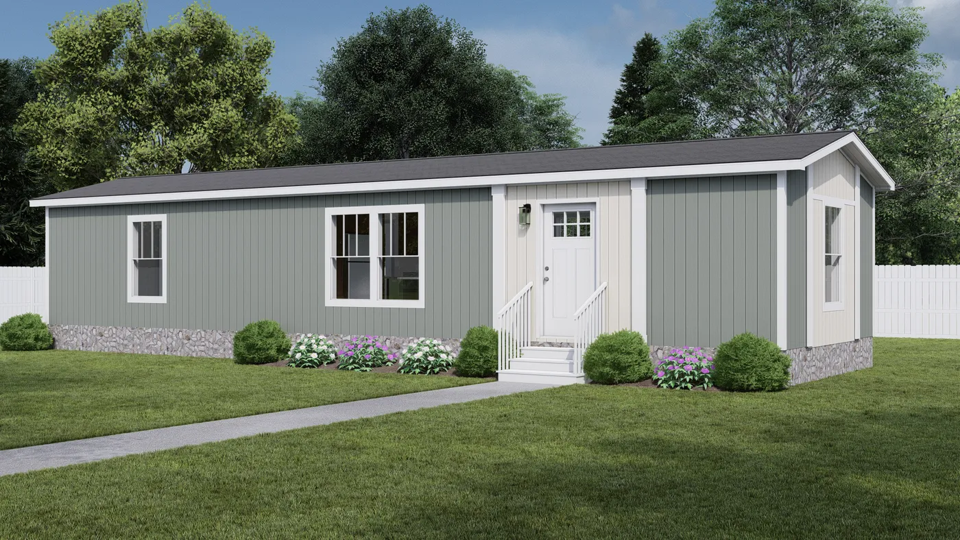 The LAYLA Exterior. This Manufactured Mobile Home features 2 bedrooms and 1 bath.