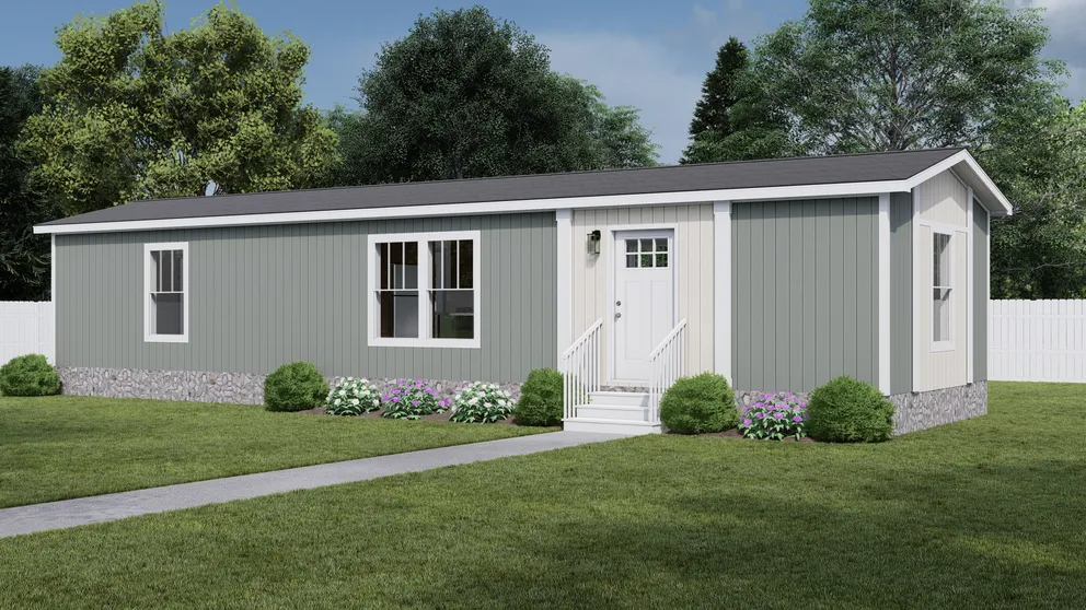 The LAYLA Exterior. This Manufactured Mobile Home features 2 bedrooms and 1 bath.