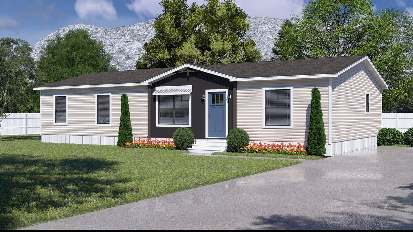 The EMILIE ELITE Exterior. This Manufactured Mobile Home features 3 bedrooms and 2 baths.