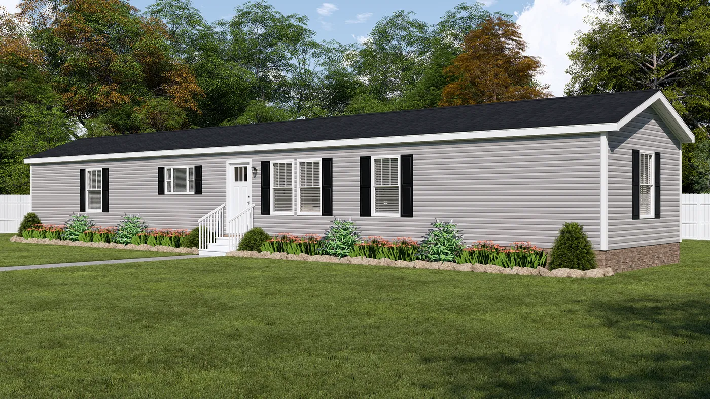 The 5407 HIGH ROCK 7616 Exterior. This Manufactured Mobile Home features 3 bedrooms and 2 baths.