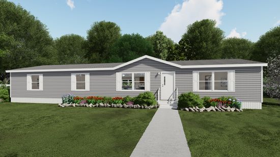The PRIDE Exterior. This Manufactured Mobile Home features 4 bedrooms and 2 baths.