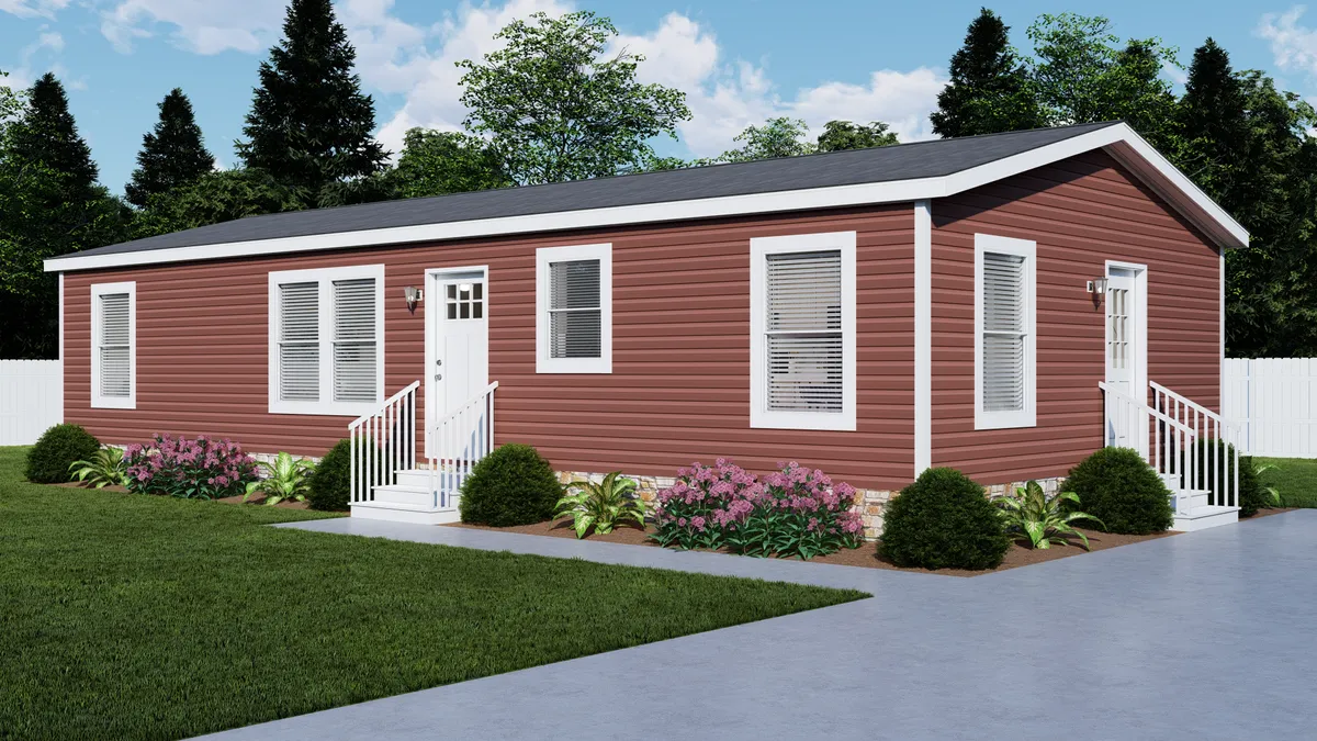The 4824-E734 THE PULSE Exterior. This Manufactured Mobile Home features 3 bedrooms and 2 baths.