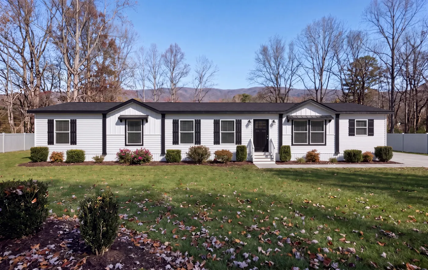 The FARMHOUSE BREEZE 72 Exterior. This Manufactured Mobile Home features 4 bedrooms and 2 baths.