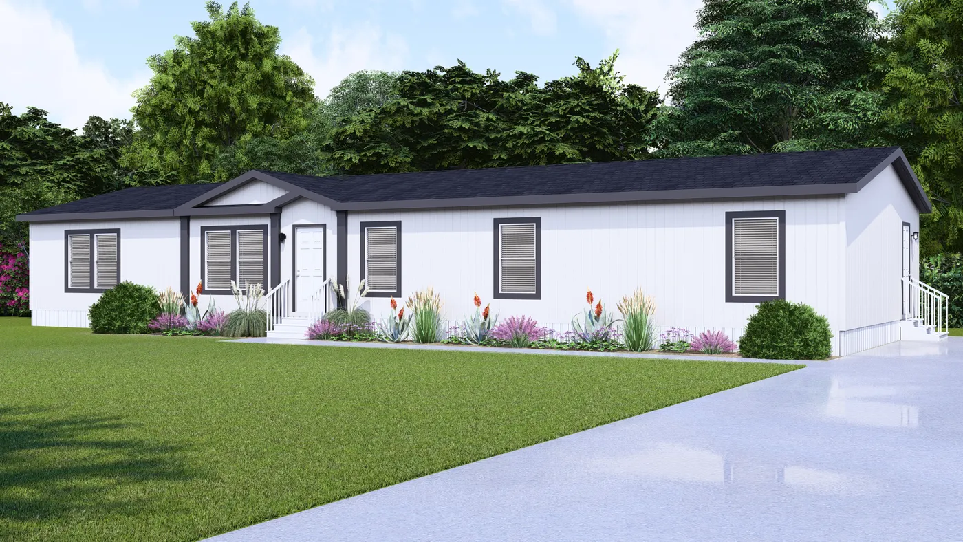 The ABSOLUTE VALUE Exterior. This Manufactured Mobile Home features 4 bedrooms and 2 baths.