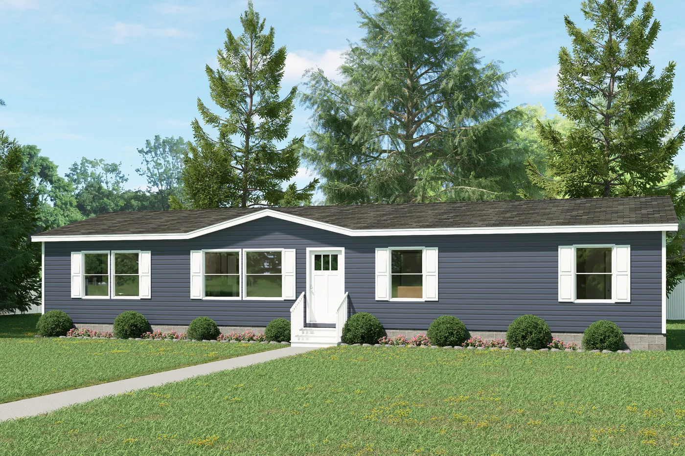 The ULTRA FLEX 60 Exterior. This Manufactured Mobile Home features 3 bedrooms and 2 baths.
