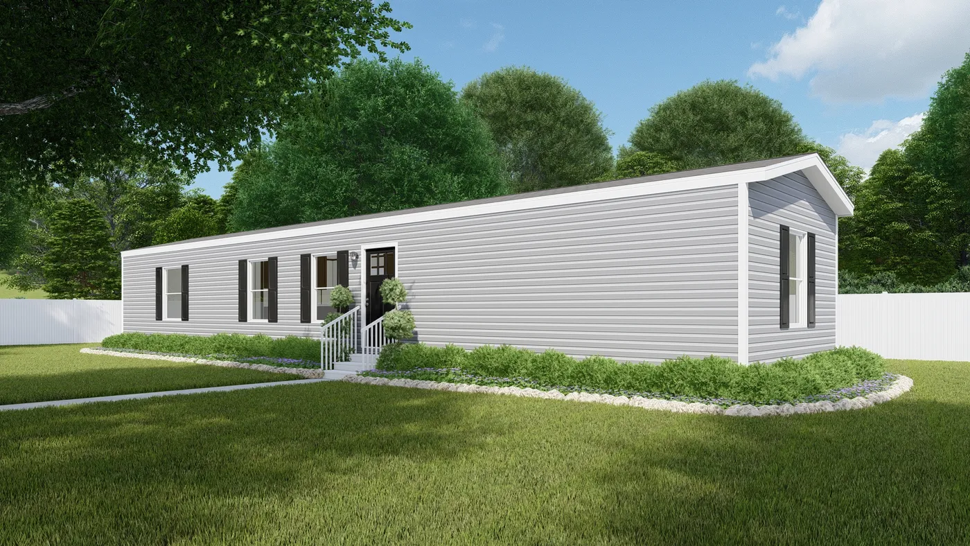 The THE INTUITION Exterior with Flint Vinyl. This Manufactured Mobile Home features 3 bedrooms and 2 baths.